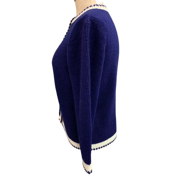 Medium Vintage 1960s Womens Button Up Sweater Cardigan Navy Blue - Picture 4 of 7